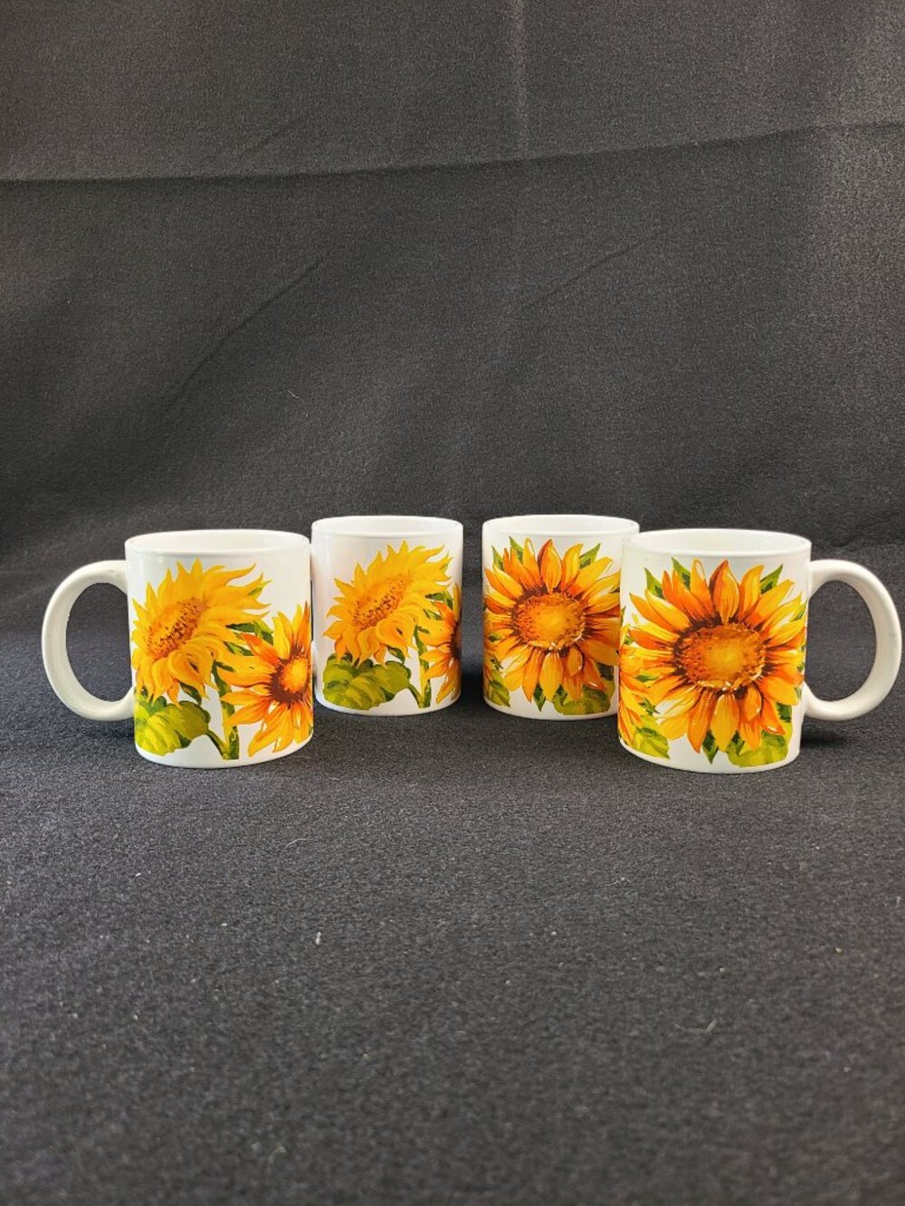 Royal Norfolk Sunflower Mugs Set of 4 Casual Cozy Floral Summer EUC READ